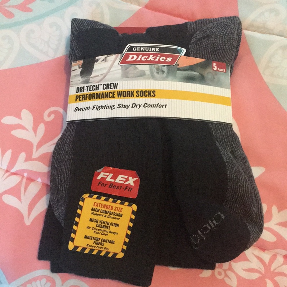 5 Pairs Dickies Dri-Tech Performance Work Socks